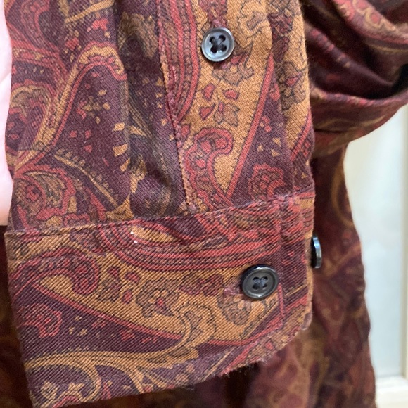 Lauren Ralph Lauren button down brown shirt paisley size petite P M - Picture 8 of 16